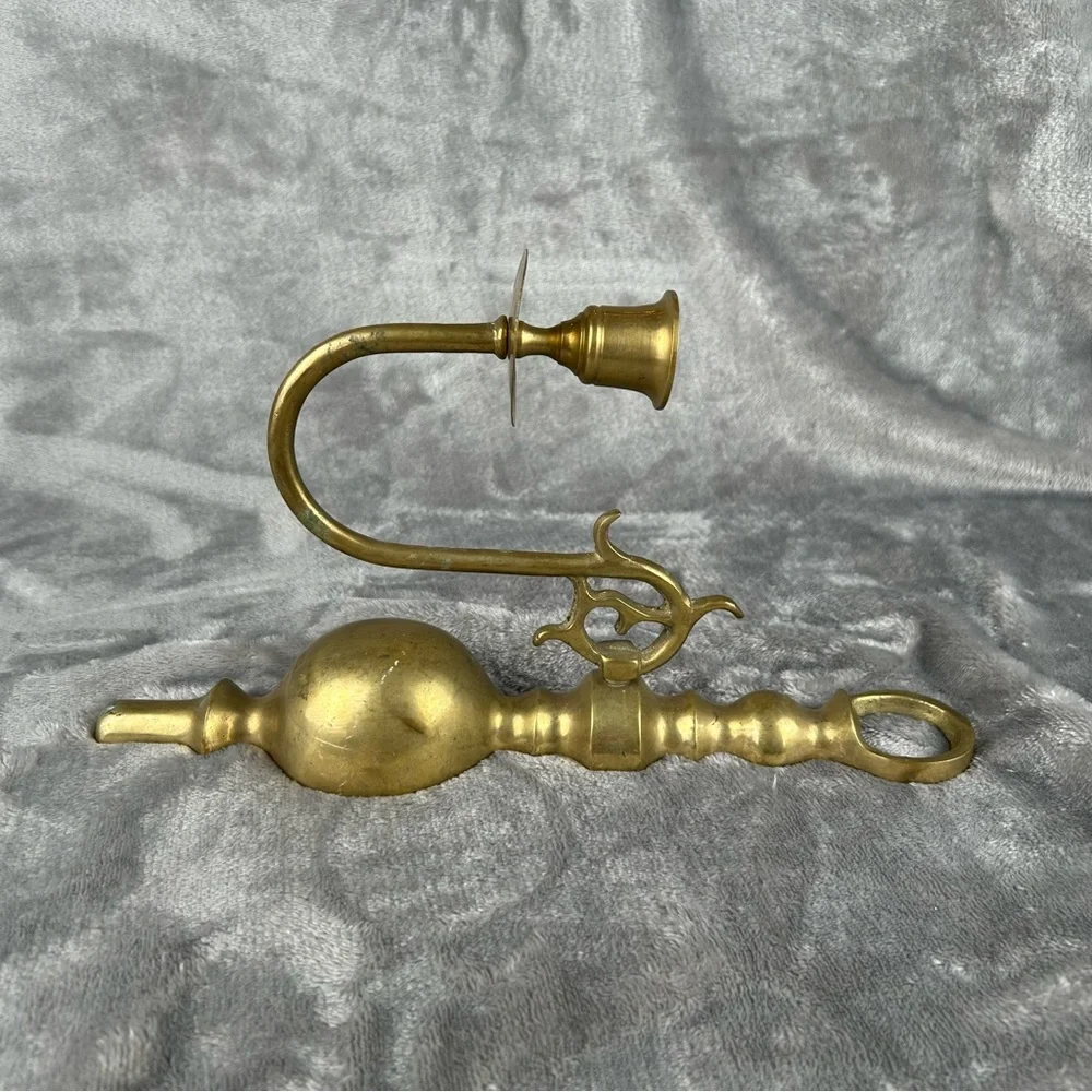 Wall Sconce Brass Hanging Candle Holder Heavy Colonial‎ Style Cottagecore MCM